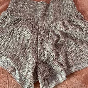 tan-ish polka dot ruffle shorts